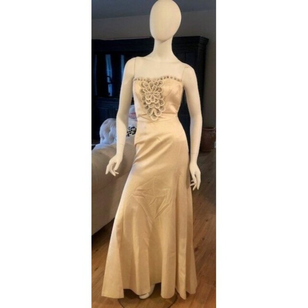 NWT $10K TEMPERLEY LONDON SATIN SILK BEADED BODICE WEDDING GOWN SZ US 4 UK 8